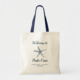 Tote Bag Mariage nautique Blue Starfish Accueil personnalis