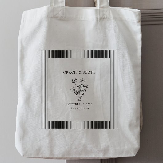 Tote Bag Mariage noir et blanc élégant