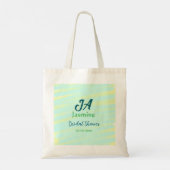 Tote Bag Mariage pastel aquarelle bleu vert nom da (Dos)