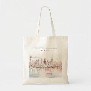 Tote Bag Mariage Paysage Aquarelle à Seattle, Washington