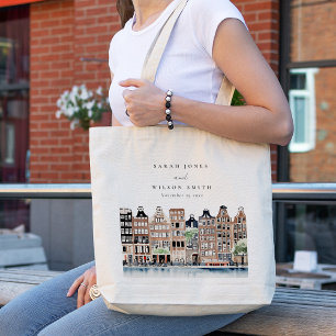 Tote Bag Mariage paysager du canal néerlandais d'Amsterdam
