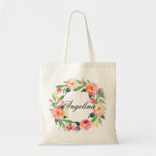 Tote Bag Mariage personnalisé Chic Floral Wreath