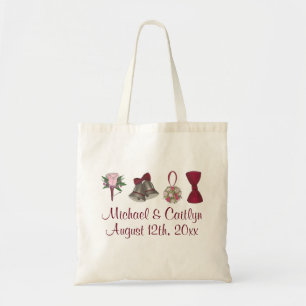 Tote Bag Mariage personnalisé Fleurs de cloches Bow Cravate