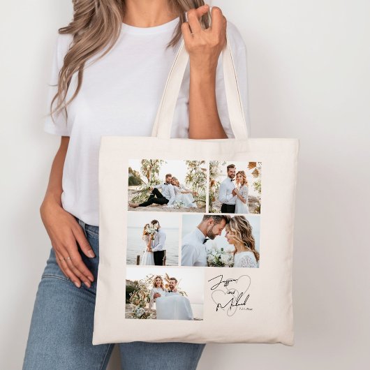 Tote Bag Mariage Photo Calligraphie Collage Keepsaké
