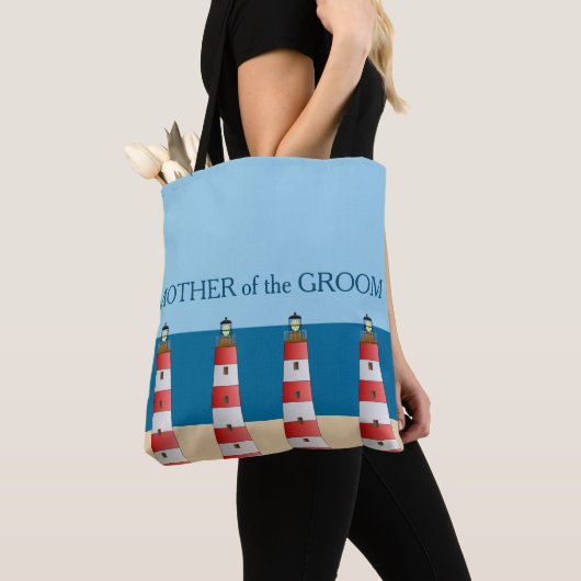 Tote Bag Mariage plage Mère Groom phares sable mer. (De près)