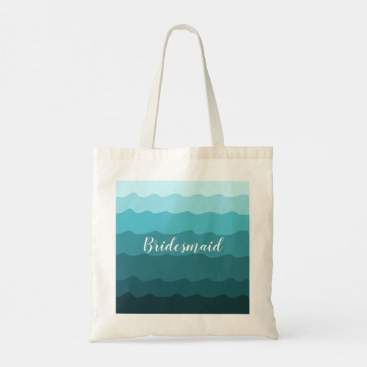 Tote Bag Mariage plage Vagues Bleues Bridesmaid avec nom (Dos)