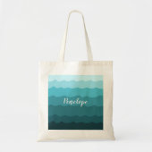 Tote Bag Mariage plage Vagues Bleues Bridesmaid avec nom (Devant)