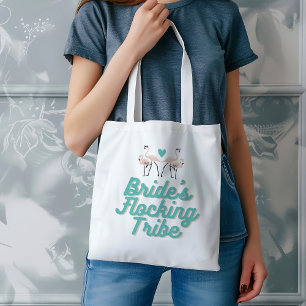 Tote Bag Mariage Rétro Flamant Rose Troupe de la Mariée