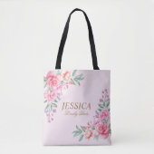 Tote Bag Mariage rose floral (Devant)