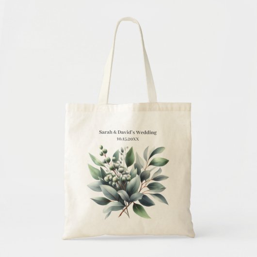Tote Bag Mariage rustique au eucalyptus (Devant)