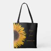 Tote Bag Mariage rustique Elegant Jaune Tournesol Noir (Dos)