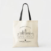 Tote Bag Mariage San Diego | Skyline stylisée (Devant)