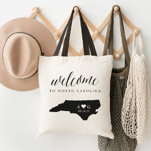 Tote Bag Mariage Silhouette de l'État de Caroline du Nord B