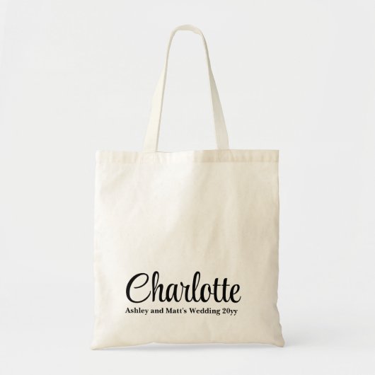 Tote Bag Mariage sur mesure à Charlotte (Devant)