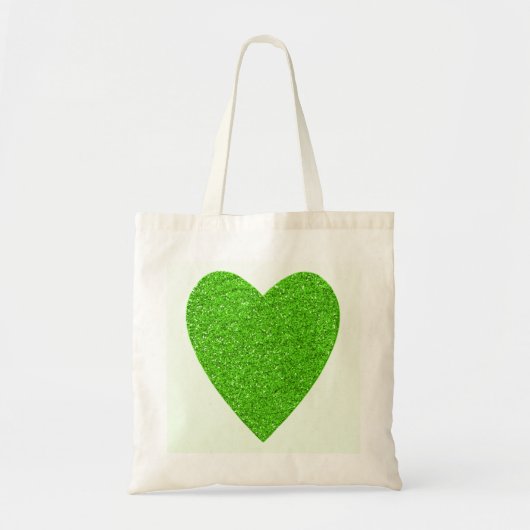 Tote Bag Mariage vert de coeur de parties scintillantes (Devant)