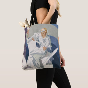 Tote Bag Mariage Vintage, Mariée Art Déco Moderne du Milieu