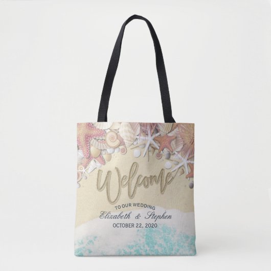 Tote Bag Mariage Welcome Summer Beach Starfish Coques de me (Devant)