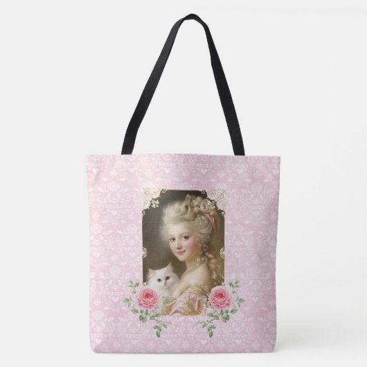 Tote Bag Marie Antoinette,French,Paris,cat,portrait (Devant)