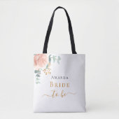 Tote Bag Mariée à être rose or floral élégant script (Devant)