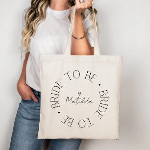 Tote Bag Mariée À Venir Cœur Noir Calligraphie Script Maria