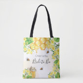 Tote Bag Mariée abeilles à miel fleurs jaunes (Devant)