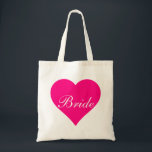 Tote Bag Mariée au cœur rose<br><div class="desc">Ce sac fourre-tout personnalisé avec monogramme de nom mignon et vintage est la meilleure idée de cadeau pour la mariée et les demoiselles d'honneur aux mariages.</div>