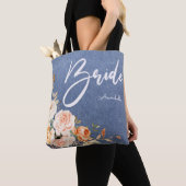 Tote Bag Mariée Blush Rose & Faux Jean Floral (De près)