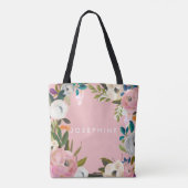Tote Bag Mariée Brossé Floral Soirée de mariage rose (Dos)
