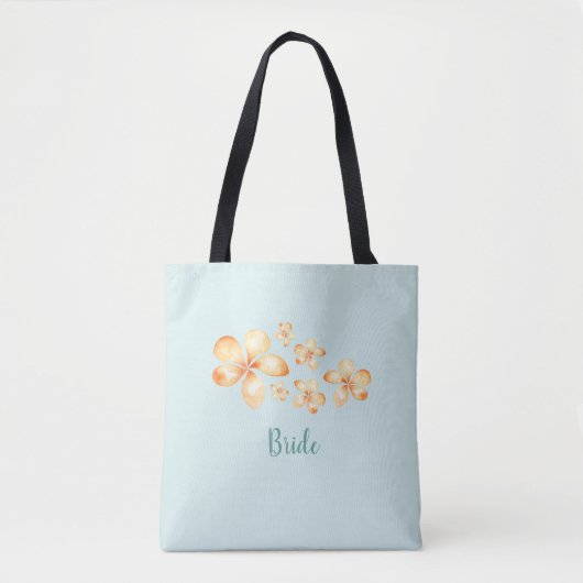 Tote Bag Mariée d'aquarelle de l'île Plumeria (Devant)