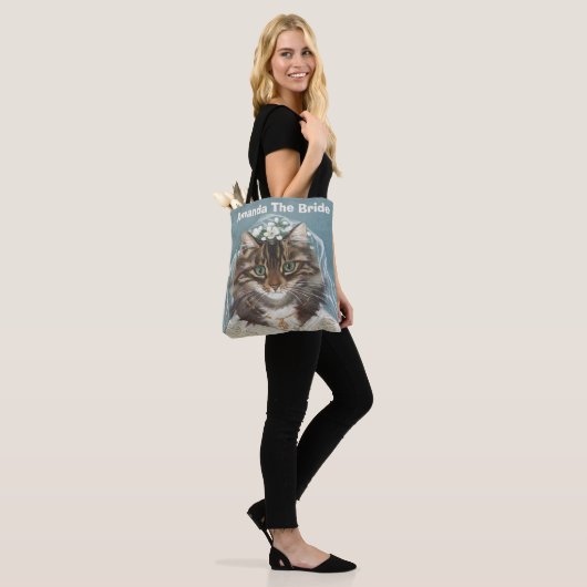 Tote Bag Mariée de chat mignonne personnalisée (Sur le modèle)