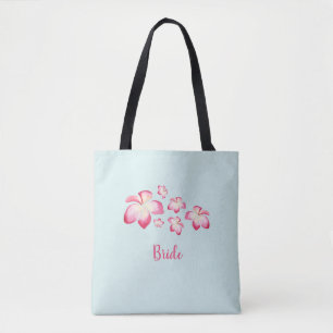 Tote Bag Mariée de couleur rose de la Plumeria tropicale