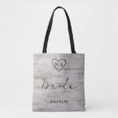 Tote Bag Mariée de monogramme de Birch Rustique (Devant)