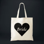 Tote Bag Mariée du coeur noir<br><div class="desc">Ce nom personnalisé monogramme mignon sac fourre-tout vintage est la meilleure idée de cadeau pour mariée et demoiselle d'honneur chez les mariages.</div>
