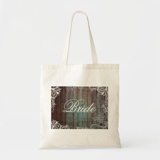 Tote Bag mariée en dentelle de bois de canne rustique moder (Devant)