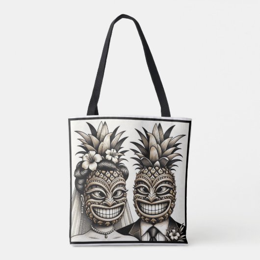 Tote Bag Mariée et fille Aloha Pineapple Tiki Mariage princ (Dos)