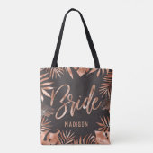 Tote Bag Mariée Feuille rose Gold & Grey Tropical Palm (Dos)