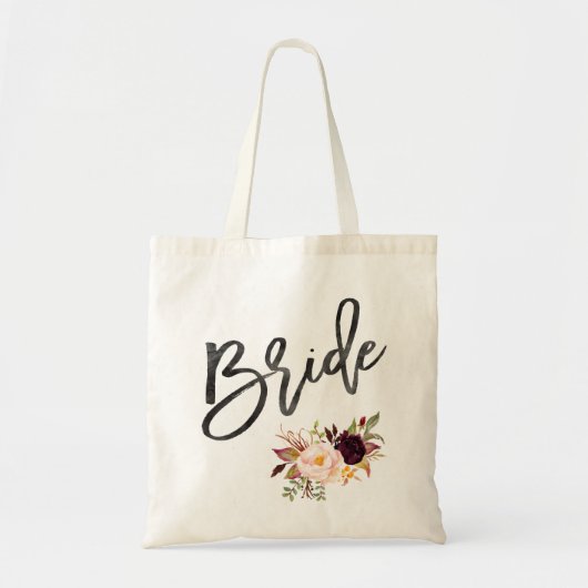 Tote Bag Mariee florale bordeaux Marsala (Devant)