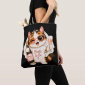 Tote Bag Mariée future chat calico mignon et cosy (De près)
