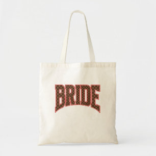 Tote Bag Mariée Luxe Rouge + Marron à Carreaux Varsity