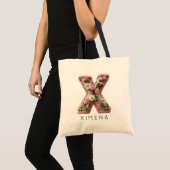 Tote Bag Mariée | Monogramme Initial Floral Élégant Demoise (Devant (produit))