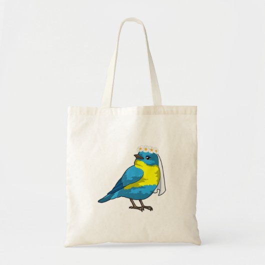 Tote Bag Mariée oiseau avec une couronne de fleurs (Devant)