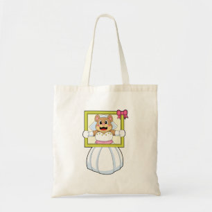 Tote Bag Mariée Ourse avec robe de mariée & cadre photo.p