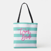 Tote Bag Mariée Preppy Turquoise et White Stripes Pink (Dos)