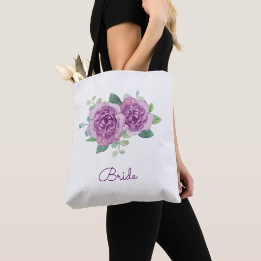 Tote Bag Mariée Rose violette (De près)