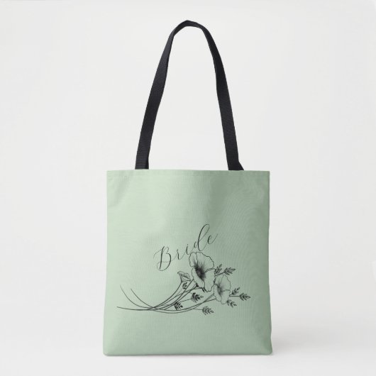 Tote Bag Mariée Sage Wildflower Doodle (Devant)