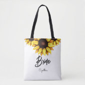 Tote Bag Mariée Tournesol Mariage Jaune Blanc (Devant)