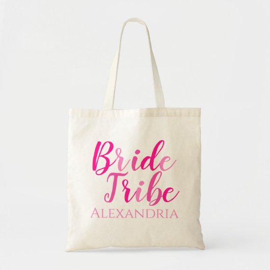 Tote Bag Mariée Tribe Hot rose Typographie Bachelorette (Devant)