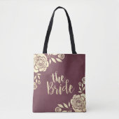 Tote Bag Mariées mariages Moderne Chic Or Roses Bourgogne R (Devant)