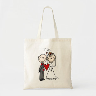 Tote Bag Mariés Figurines Bâton Mariage Je Dis Oui
