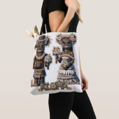 Tote Bag Mariés Tiki polynésiens hawaïens de mariage  (De près)